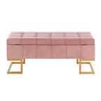 Velvet Storage Bench with Flip-Top Lid