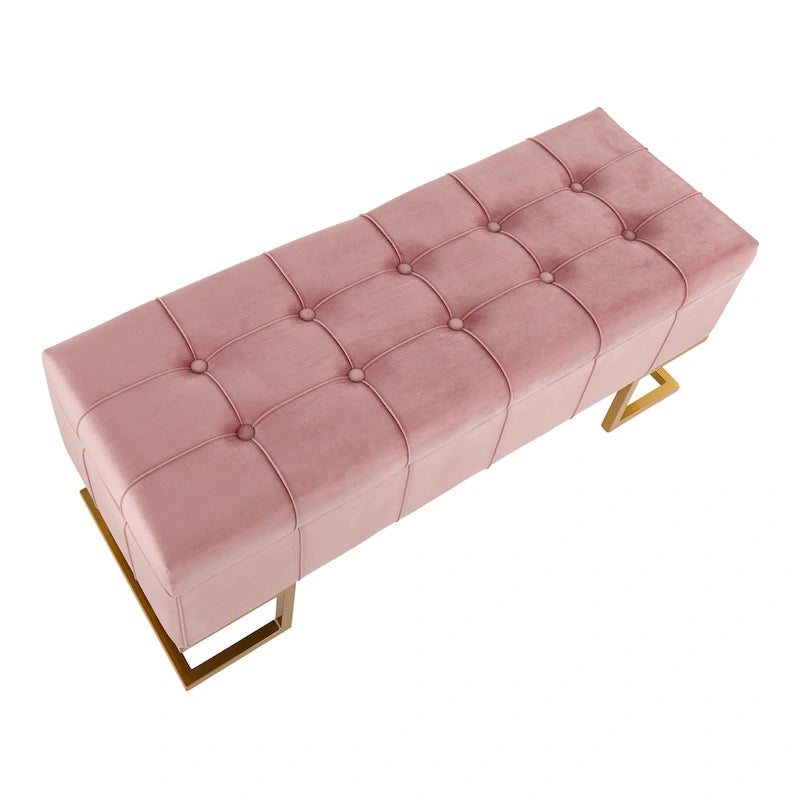 Velvet Storage Bench with Flip-Top Lid
