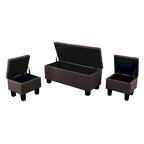 Tufted Storage Lift-Top Bench with 2 Matching Ottomans – Hardwood Frame