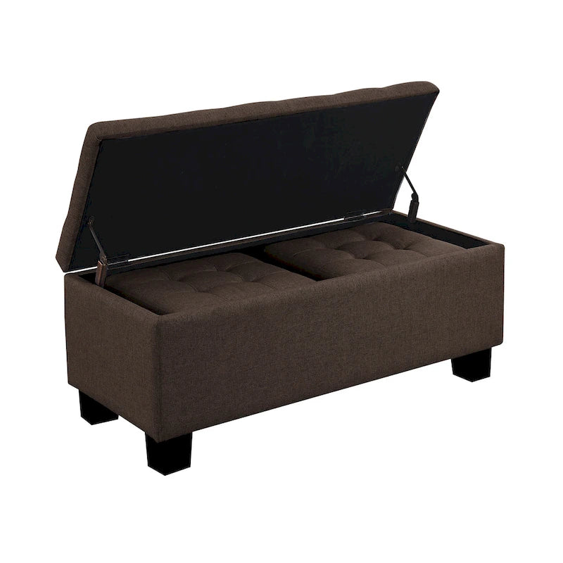 Tufted Storage Lift-Top Bench with 2 Matching Ottomans – Hardwood Frame