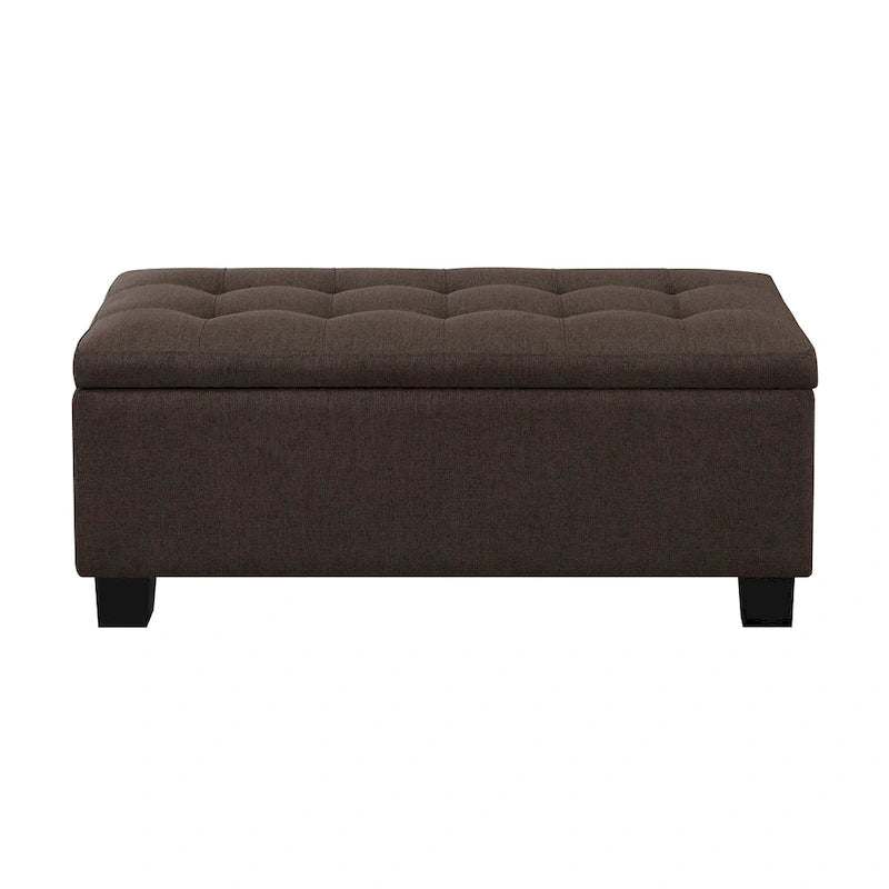 Tufted Storage Lift-Top Bench with 2 Matching Ottomans – Hardwood Frame