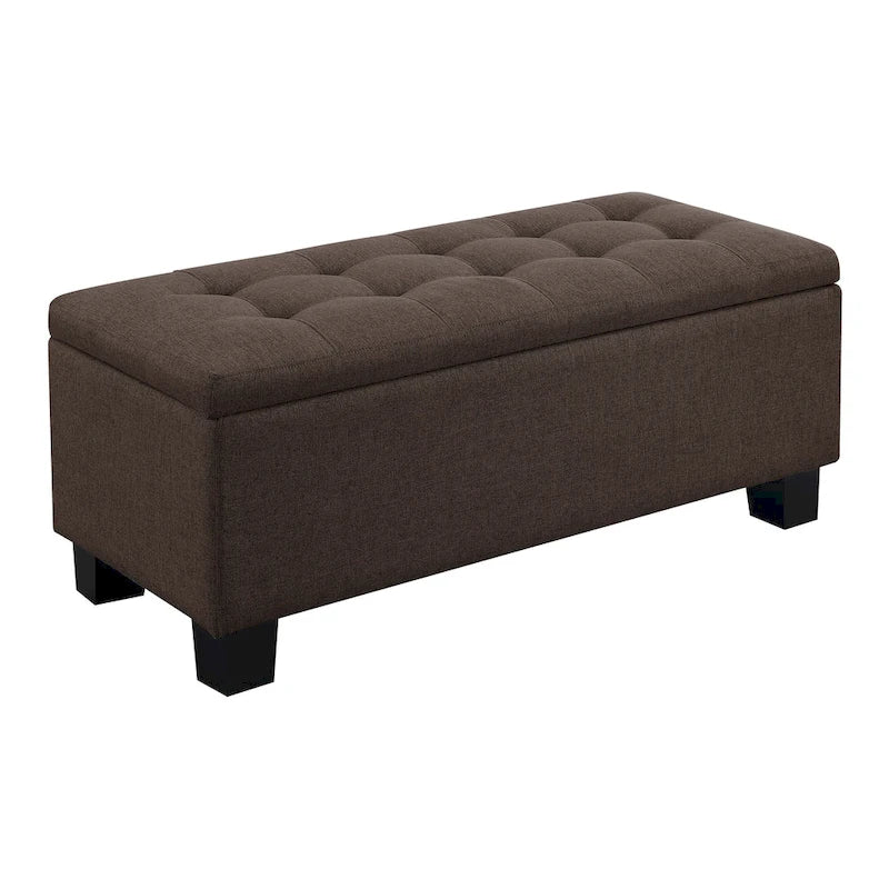 Tufted Storage Lift-Top Bench with 2 Matching Ottomans – Hardwood Frame