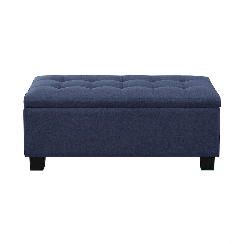 Tufted Storage Lift-Top Bench with 2 Matching Ottomans – Hardwood Frame