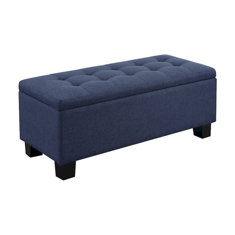Tufted Storage Lift-Top Bench with 2 Matching Ottomans – Hardwood Frame