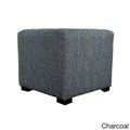 4-Button Tufted Square Ottoman – Cotton Fabric, Wood Frame, 19W x 19D x 17H in