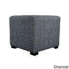 4-Button Tufted Square Ottoman – Cotton Fabric, Wood Frame, 19W x 19D x 17H in