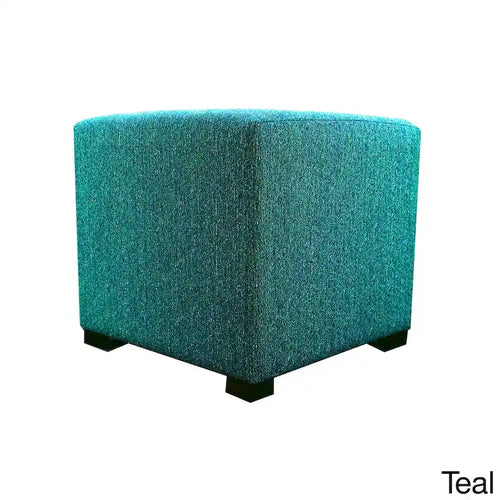 4-Button Tufted Square Ottoman – Cotton Fabric, Wood Frame, 19W x 19D x 17H in