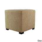 4-Button Tufted Square Ottoman – Cotton Fabric, Wood Frame, 19W x 19D x 17H in