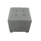 4-Button Tufted Square Ottoman – Cotton Fabric, Wood Frame, 19W x 19D x 17H in