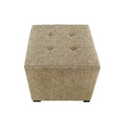 4-Button Tufted Square Ottoman – Cotton Fabric, Wood Frame, 19W x 19D x 17H in