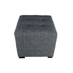 4-Button Tufted Square Ottoman – Cotton Fabric, Wood Frame, 19W x 19D x 17H in
