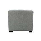 4-Button Tufted Square Ottoman – Cotton Fabric, Wood Frame, 19W x 19D x 17H in