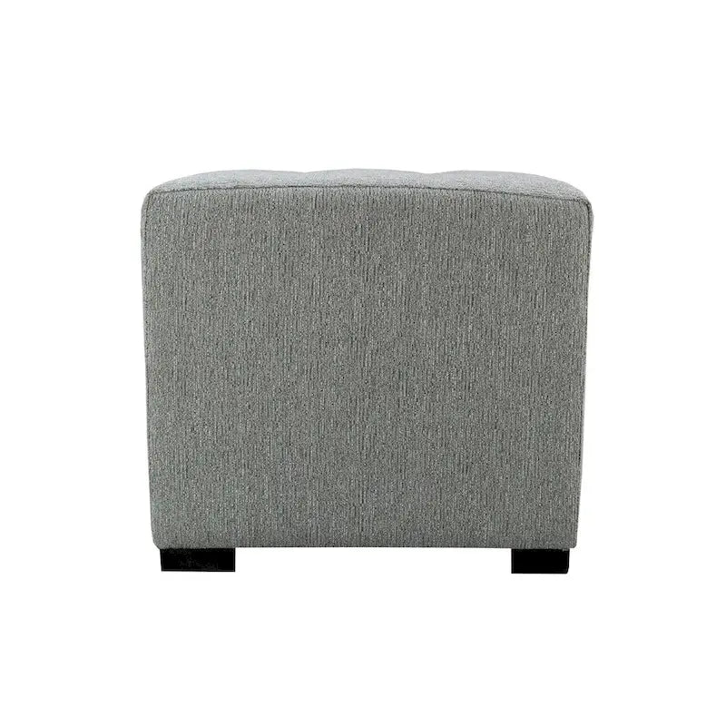 4-Button Tufted Square Ottoman – Cotton Fabric, Wood Frame, 19W x 19D x 17H in