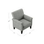 Rolled Arm Accent Chair with Pewter Nail-Head Trim – 34W x 31D x 35.5H in