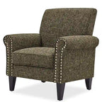 Rolled Arm Accent Chair with Pewter Nail-Head Trim – 34W x 31D x 35.5H in