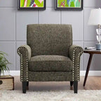 Rolled Arm Accent Chair with Pewter Nail-Head Trim – 34W x 31D x 35.5H in