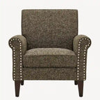 Rolled Arm Accent Chair with Pewter Nail-Head Trim – 34W x 31D x 35.5H in