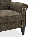 Rolled Arm Accent Chair with Pewter Nail-Head Trim – 34W x 31D x 35.5H in