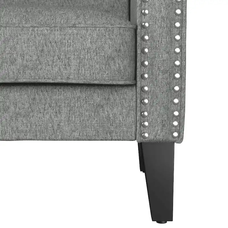 Rolled Arm Accent Chair with Pewter Nail-Head Trim – 34W x 31D x 35.5H in