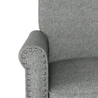 Rolled Arm Accent Chair with Pewter Nail-Head Trim – 34W x 31D x 35.5H in