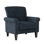 Rolled Arm Accent Chair with Pewter Nail-Head Trim – 34W x 31D x 35.5H in