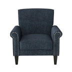 Rolled Arm Accent Chair with Pewter Nail-Head Trim – 34W x 31D x 35.5H in
