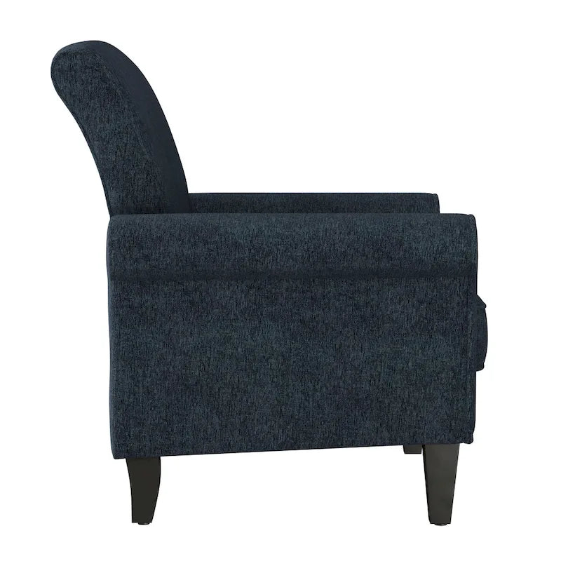 Rolled Arm Accent Chair with Pewter Nail-Head Trim – 34W x 31D x 35.5H in