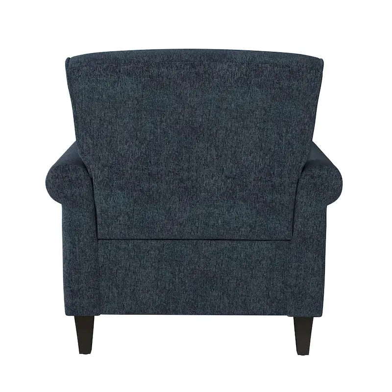 Rolled Arm Accent Chair with Pewter Nail-Head Trim – 34W x 31D x 35.5H in