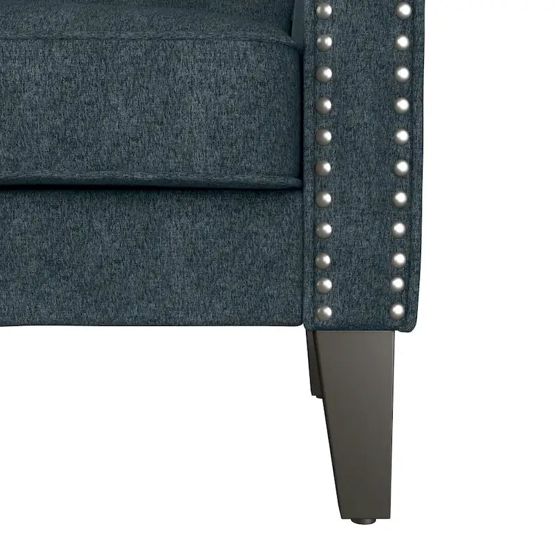 Rolled Arm Accent Chair with Pewter Nail-Head Trim – 34W x 31D x 35.5H in