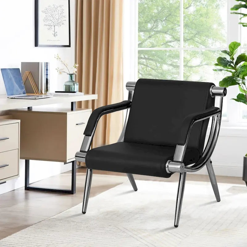 PU Leather Reception Waiting Bench – 1, 2, or 3 Seat, Chrome Steel Frame