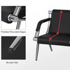 PU Leather Reception Waiting Bench – 1, 2, or 3 Seat, Chrome Steel Frame