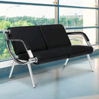PU Leather Reception Waiting Bench – 1, 2, or 3 Seat, Chrome Steel Frame