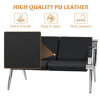 PU Leather Reception Waiting Bench – 1, 2, or 3 Seat, Chrome Steel Frame
