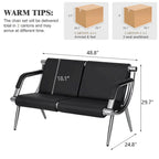 PU Leather Reception Waiting Bench – 1, 2, or 3 Seat, Chrome Steel Frame