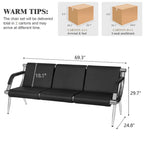 PU Leather Reception Waiting Bench – 1, 2, or 3 Seat, Chrome Steel Frame