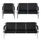 PU Leather Reception Waiting Bench – 1, 2, or 3 Seat, Chrome Steel Frame