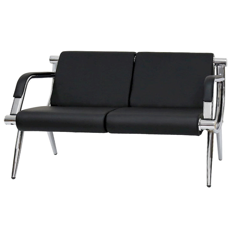 PU Leather Reception Waiting Bench – 1, 2, or 3 Seat, Chrome Steel Frame