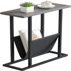 Small Narrow Side Table with Storage Bag – MDF & Metal Legs