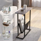 Small Narrow Side Table with Storage Bag – MDF & Metal Legs