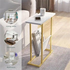 Small Narrow Side Table with Storage Bag – MDF & Metal Legs
