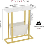 Small Narrow Side Table with Storage Bag – MDF & Metal Legs