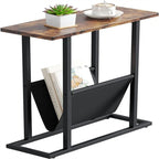 Small Narrow Side Table with Storage Bag – MDF & Metal Legs