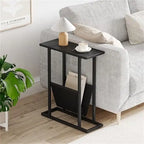 Small Narrow Side Table with Storage Bag – MDF & Metal Legs