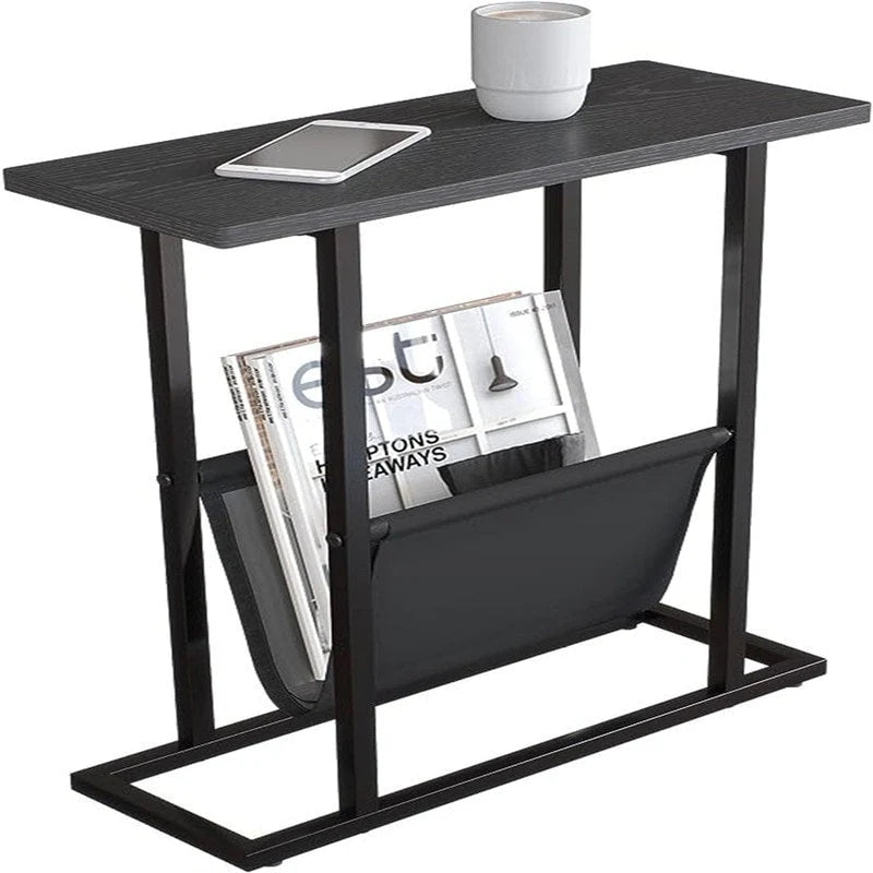 Small Narrow Side Table with Storage Bag – MDF & Metal Legs