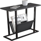 Small Narrow Side Table with Storage Bag – MDF & Metal Legs