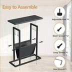 Small Narrow Side Table with Storage Bag – MDF & Metal Legs
