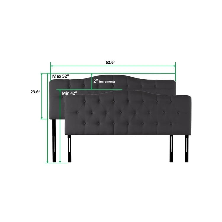 Button Tufted Upholstered Headboard, Height Adjustable Headboards, Bed Backboard Premium Padded Fabric Headboard