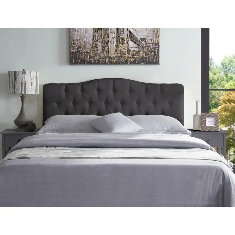 Button Tufted Upholstered Headboard, Height Adjustable Headboards, Bed Backboard Premium Padded Fabric Headboard