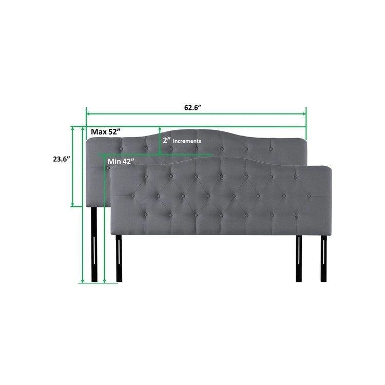 Button Tufted Upholstered Headboard, Height Adjustable Headboards, Bed Backboard Premium Padded Fabric Headboard