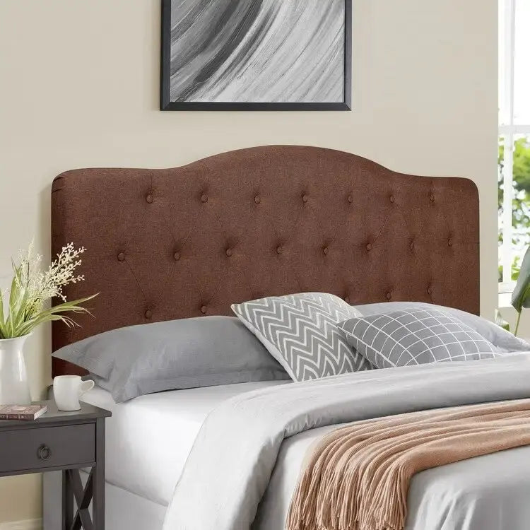 Button Tufted Upholstered Headboard, Height Adjustable Headboards, Bed Backboard Premium Padded Fabric Headboard
